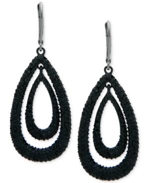 Anne Klein Two-tone Jet Pave Drop Earrings