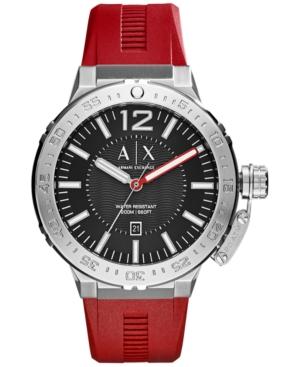 Ax Armani Exchange Men's Red Silicone Strap Watch 48mm Ax1811