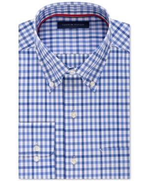 Tommy Hilfiger Men's Classic-fit Non-iron English Blue Check Dress Shirt