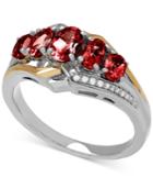Garnet (1-5/8 Ct. T.w.) And Diamond Accent Ring In Sterling Silver And 14k Gold
