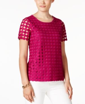 Charter Club Petite Eyelet-lace Top, Only At Macy's