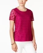 Charter Club Petite Eyelet-lace Top, Only At Macy's