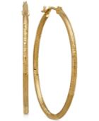 Textured Bark-look Round Hoop Earrings In 10k Gold