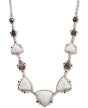 Lucky Brand Silver-tone Multi-stone Collar Necklace, 17-1/2 + 2 Extender