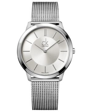 Calvin Klein Watch, Men's Swiss Minimal Stainless Steel Mesh Bracelet 40mm K3m21126