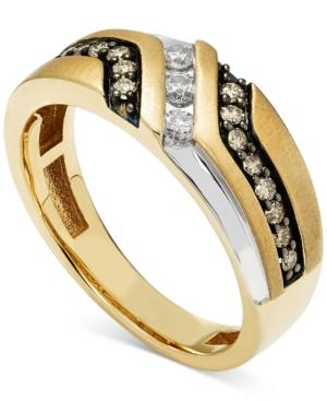 Men's Diamond Two-tone Ring (1/2 Ct. T.w.) In 10k Yellow And White Gold