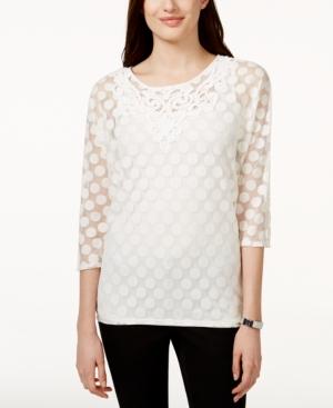Alfani Petite Embroidered Lace Top, Only At Macy's