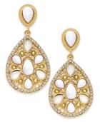 Inc International Concepts Gold-tone White Stone Medallion Teardrop Earrings, Only At Macy's