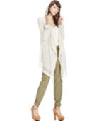 American Rag Lace Asymmetrical-hem Hooded Waterfall Cardigan