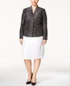 Le Suit Plus Size Polka-dot Skirt Suit