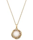 Cultured Freshwater Pearl (10mm) And Diamond (1/10 Ct. T.w.) Pendant Necklace In 14k Gold