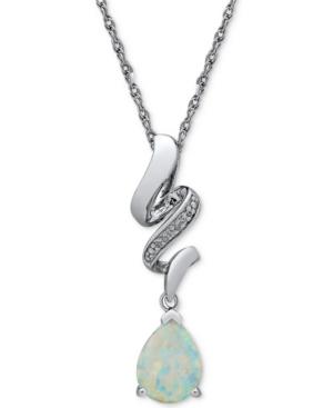 Lab Created Opal (3/4 Ct. T.w.) & Diamond Accent Pendant Necklace In Sterling Silver