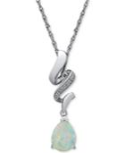 Lab Created Opal (3/4 Ct. T.w.) & Diamond Accent Pendant Necklace In Sterling Silver