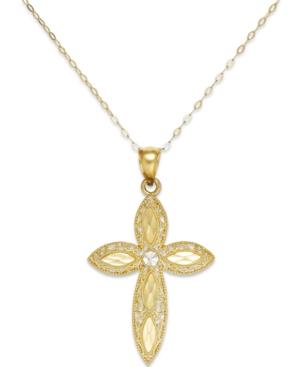 Filigree Cross Pendant Necklace In 14k Gold