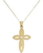 Filigree Cross Pendant Necklace In 14k Gold