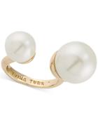 Trina Turk Gold-tone Imitation Pearl Open Ring