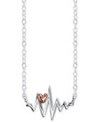 Unwritten Heart Beat Pendant Necklace In Sterling Silver And 18k Rose Gold
