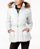Rampage Juniors' Faux-fur-trim Belted Puffer Coat, Created For Macy's