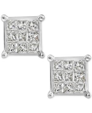 Diamond Quad Cluster Stud Earrings (1/4 Ct. T.w.) In 10k White Gold