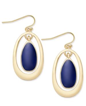Inc International Concepts Gold-tone Navy Enamel Orbital Drop Earring, Only At Macy's