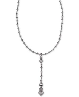King Baby Cubic Zirconia Crown Heart 24 Lariat Necklace In Sterling Silver