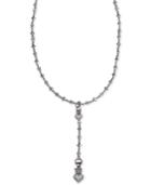 King Baby Cubic Zirconia Crown Heart 24 Lariat Necklace In Sterling Silver