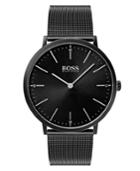 Boss Hugo Boss Men's Horizon Black Stainless Steel Mesh Bracelet Watch 40mm