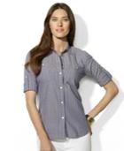 Lauren Ralph Lauren Roll-tab-sleeve Striped Shirt