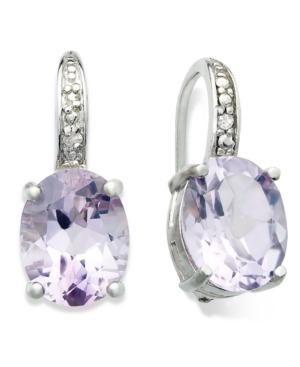 Victoria Townsend Sterling Silver Earrings, Amethyst (4-3/4 Ct. T.w.) And Diamond Accent Oval Leverback Earrings