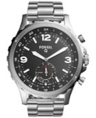 Fossil Q Men's Nate Stainless Steel Bracelet Hybrid Smart Watch, 50mm Ftw1123