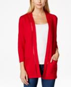 Karen Scott Petite Lattice-trim Open Cardigan, Only At Macy's