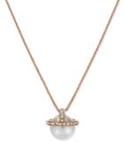 Inc International Concepts Rose Gold-tone Imitation Pearl And Pave Pendant Necklace, Only At Macy's