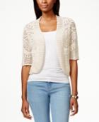 Jm Collection Crochet Cropped Cardigan, Only At Macy's