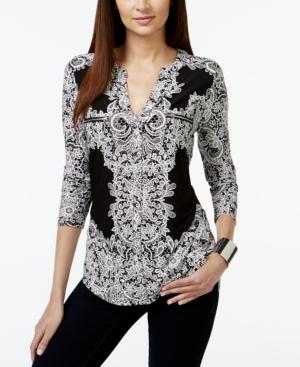 Inc International Concepts Printed V-neck Blouse, Only At Macy's