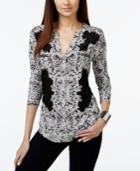 Inc International Concepts Printed V-neck Blouse, Only At Macy's