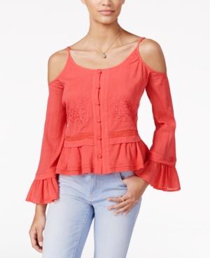 Jessica Simpson Cold-shoulder Peplum Blouse