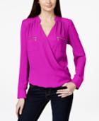 Inc International Concepts Zip-pocket Surplice Blouse, Only At Macy's