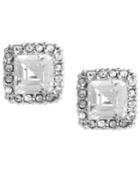 Betsey Johnson Silver-tone Square Crystal Stud Earrings