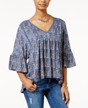 One Hart Juniors' Printed Peasant Top, Created For Macy's