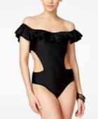 Jessica Simpson Ruffled Up Off-the-shoulder Maillot Swimsuit Women's Swimsuit