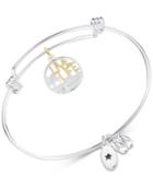 Unwritten Live Life Beach Theme Adjustable Bangle Bracelet In Two-tone Stainless Steel