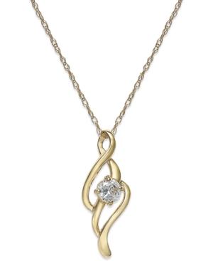 Cubic Zirconia Swirl Pendant Necklace In 10k Gold