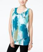 Jm Collection Printed Beaded Top, Only At Macy's
