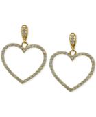 Giani Bernini Cubic Zirconia Pave Heart Drop Earrings In 18k Gold-plated Sterling Silver, Only At Macy's