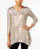 Jm Collection Metallic Handkerchief-hem Top, Only At Macy's