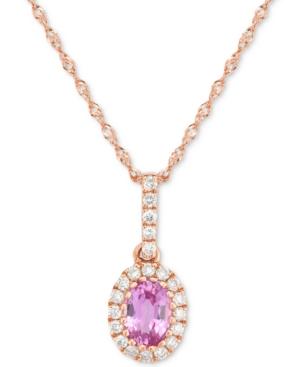 Pink Sapphire (5/8 Ct. T.w.) & Diamond (1/6 Ct. T.w.) 18 Pendant Necklace In 14k Rose Gold