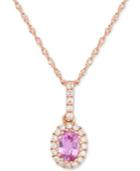 Pink Sapphire (5/8 Ct. T.w.) & Diamond (1/6 Ct. T.w.) 18 Pendant Necklace In 14k Rose Gold
