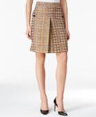Nine West Pleated Metallic Houndstooth Skirt