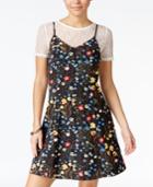 One Hart Juniors' Lace T-shirt & Printed Slip Dress Set