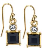 2028 Gold-tone Square Stone And Crystal Drop Earrings, A Macy's Exclusive Style